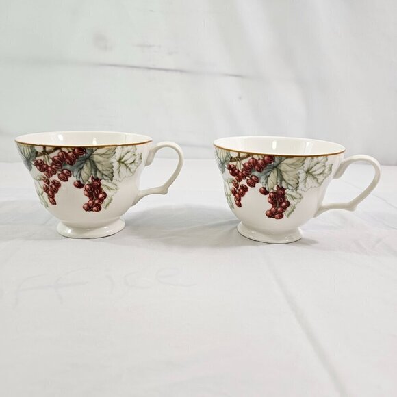 Charter Club Casuals Summer Grove 10 Oz Porcelain Berries Mugs Cups – Set of 2 - Picture 13 of 16